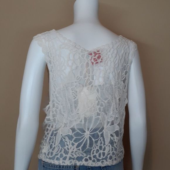 LF Native Rose Cream Sheer Lace Boho Tank Top M/L NWT - Picture 4 of 5
